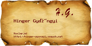 Hinger Gyöngyi névjegykártya